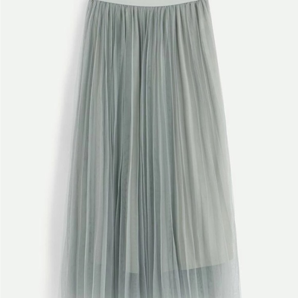 Boho khaki pleated mesh skirt - Picture 9 of 16